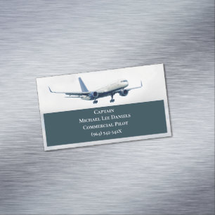 Cartão De Visitas Magnético Avião Verde Avião Piloto Avião Céu