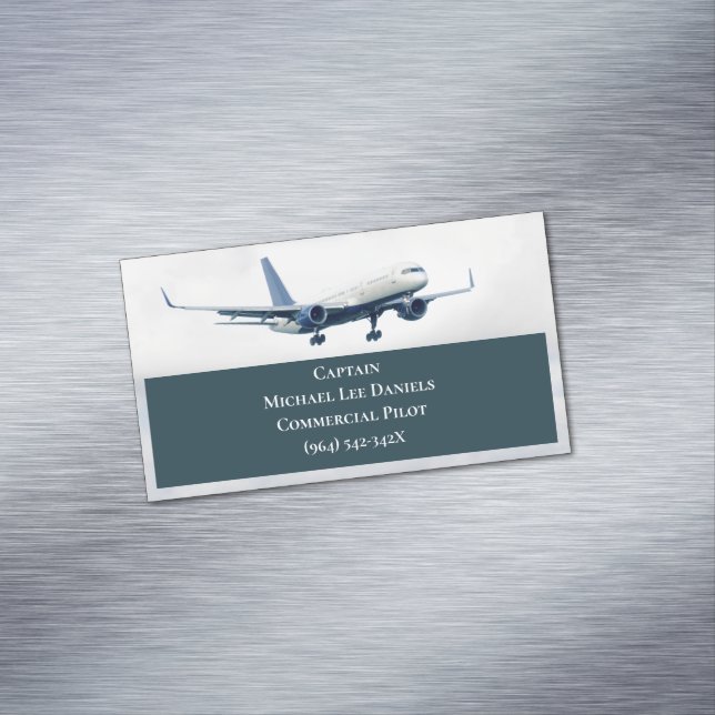 Cartão De Visitas Magnético Avião Verde Avião Piloto Avião Céu (Posição Original)