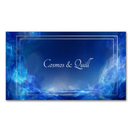 Cartão De Visitas Magnético Azul-Abstrato etéreo e prata luminosos