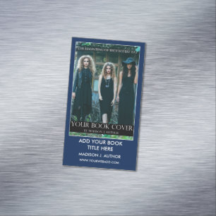 Cartão De Visitas Magnético Azul de Promoção do Livro de Autores do Escritor o