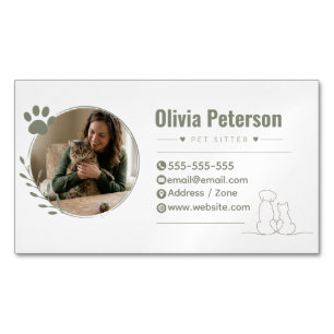 Cartão De Visitas Magnético Babá de Animais de Estimação com Foto Personalizad