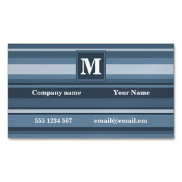 Cartão De Visitas Magnético Banda azul de cinza monograma