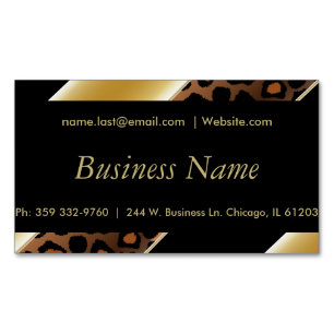 Cartão De Visitas Magnético Bandas-leopardo Douradas e pretas
