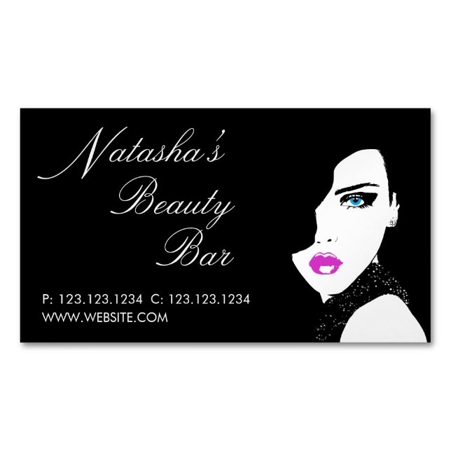 Cartão De Visitas Magnético Bar de Bela Rosa Negra (Frente)