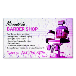 Cartão De Visitas Magnético Barbearia Retro Simples Roxa