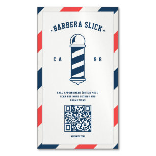 Cartão De Visitas Magnético Barber Polar do Barbeiro Moderno