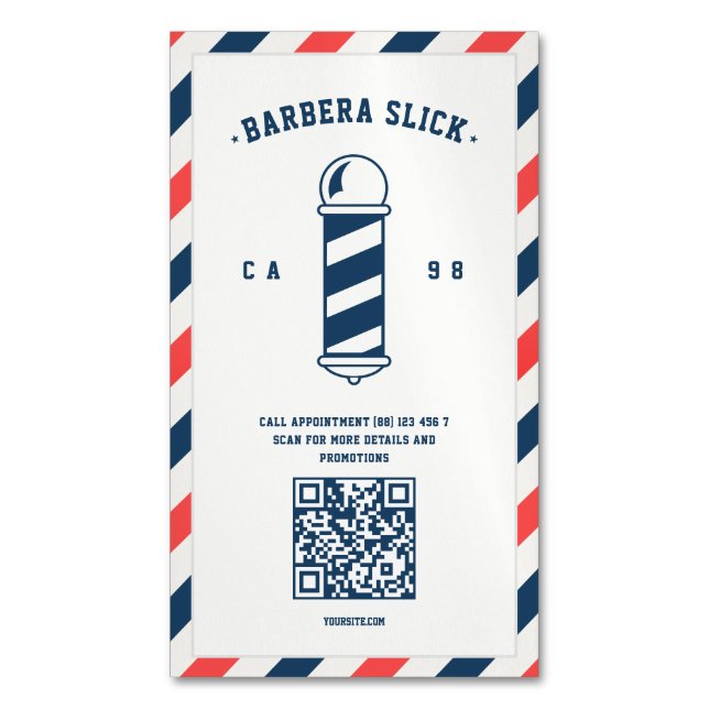 Cartão De Visitas Magnético Barbershop Moderno Barber - Barbeiro de Cabeleirei (Frente Vertical)