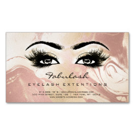 Cartão De Visitas Magnético Beauon Salon Marble Rosa Adress Makeup Lashes