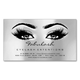 Cartão De Visitas Magnético Beauon Salon Silver Cinza Adress Makeup Lashes