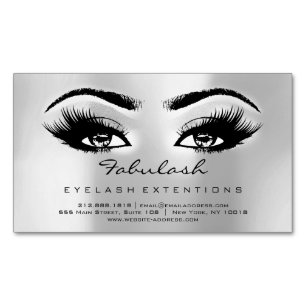 Cartão De Visitas Magnético Beauon Salon Silver Cinza Adress Makeup Lashes