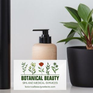Cartão De Visitas Magnético Bela Floral Verde de Spa Botânico Salão