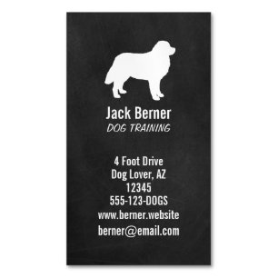 Cartão De Visitas Magnético Bernese Mountain Dog Silhouette Chalkboard Style