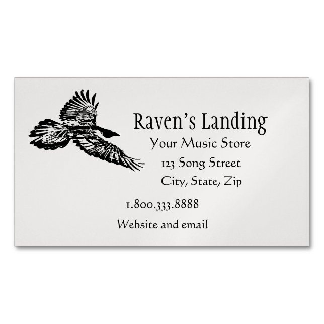 Cartão De Visitas Magnético Black Raven Bird Soaring in Flight Art Business Ca (Frente)