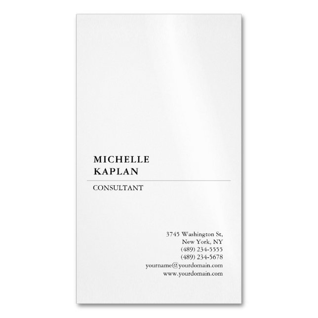 Cartão De Visitas Magnético Black & White Modern Professional Exclusivo (Frente Vertical)