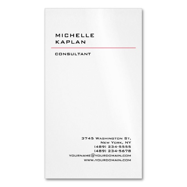 Cartão De Visitas Magnético Black & White Modern Professional Exclusivo (Frente Vertical)