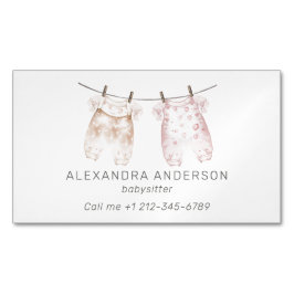 Cartão De Visitas Magnético Boho Baby Clothing Watercolor Babysitter