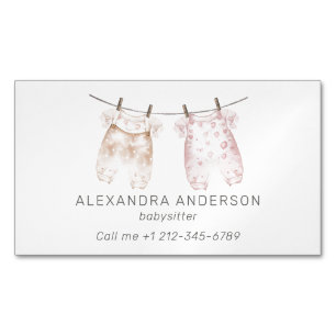Cartão De Visitas Magnético Boho Baby Clothing Watercolor Babysitter