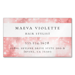 Cartão De Visitas Magnético Bokeh cor-de-rosa moderno