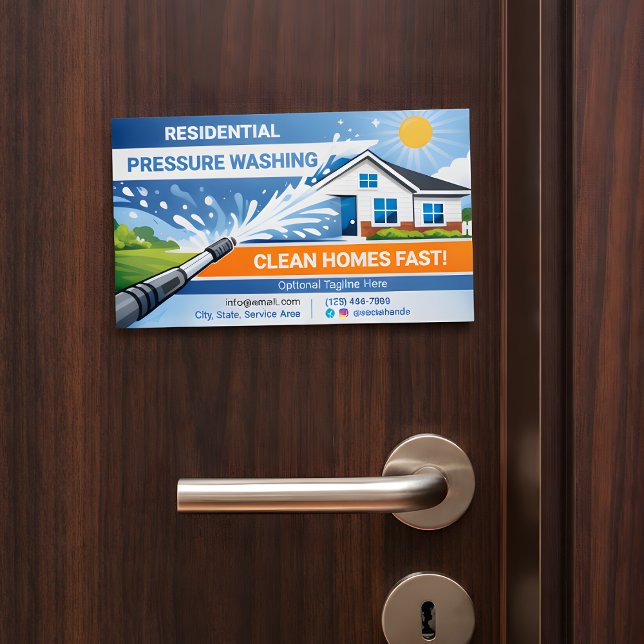Cartão De Visitas Magnético Bold Surreal Residential pressure washing Logo (Criador carregado)