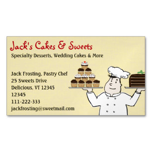 Cartão De Visitas Magnético Bolo e cupcakes da terra arrendada do cozinheiro
