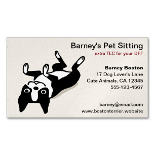 Cartão De Visitas Magnético Boston Terrier Cachorro de Desenho Fofo