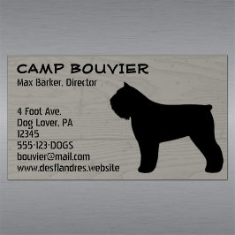 Cartão De Visitas Magnético Bouvier des Flandres Silhouette Wood Grain Style