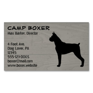Cartão De Visitas Magnético Boxer Dog Silhouette Faux Wood Style