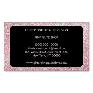 Cartão De Visitas Magnético Brilho Rosa Simples Feminino Menina