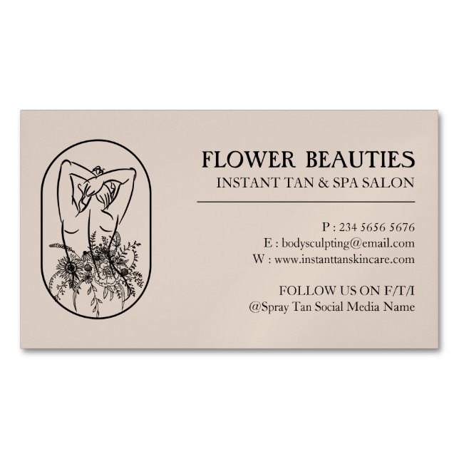 Cartão De Visitas Magnético Bronze Tan Beauty Feminine Body (Frente)
