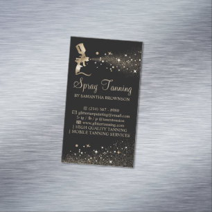 Cartão De Visitas Magnético Bronzeado Spray Logotipo Pintor Brilho Ouro Preto