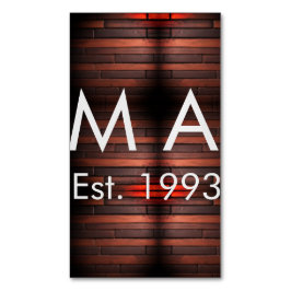 Cartão De Visitas Magnético Brown rustic brick stone add name letter year date