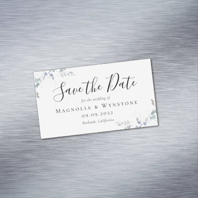 Cartão De Visitas Magnético BUDGET Eucalyptus Weding Date Business C (Posição Original)