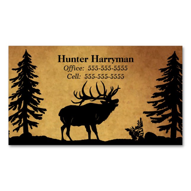 Cartão De Visitas Magnético Bull Elk Hunter Outfitters Professional (Frente)