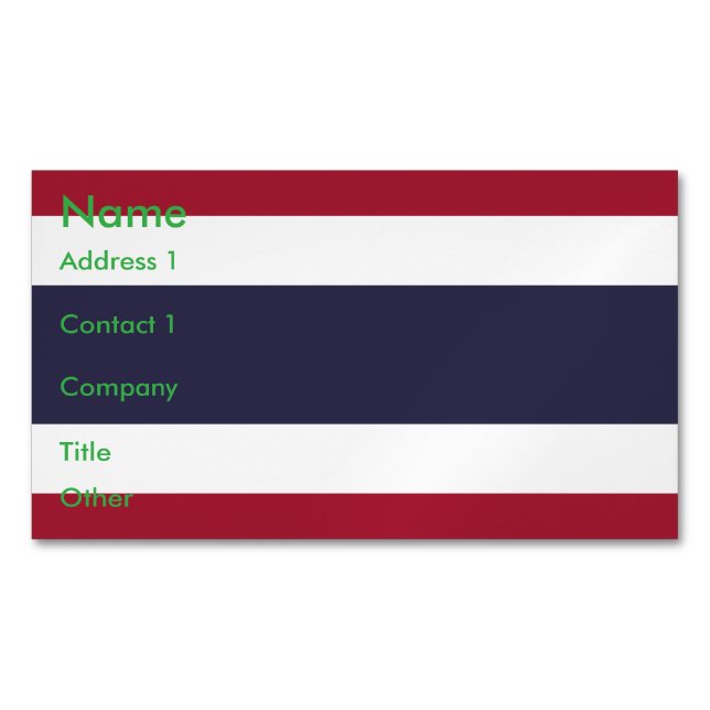 Cartão De Visitas Magnético Business Card Magnet with Flag of Thailand (Frente)