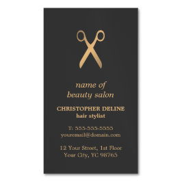Cartão De Visitas Magnético Cabeleireiro cinzento escuro elegante mínimo do