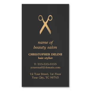 Cartão De Visitas Magnético Cabeleireiro cinzento escuro elegante mínimo do