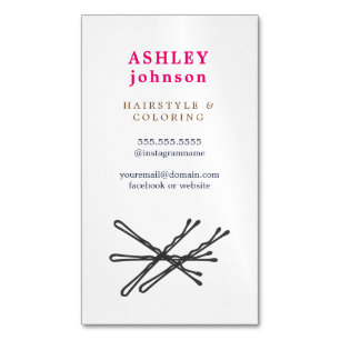 Cartão De Visitas Magnético Cabelo colorido elegante simples dos pinos de
