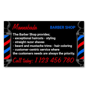 Cartão De Visitas Magnético Cabelo de cabelos de polo preto