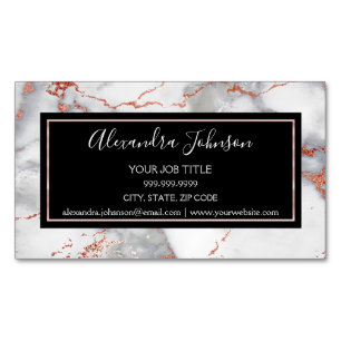 Cartão De Visitas Magnético Cabelo e Maquiagem do Mármaco Dourado e Branco