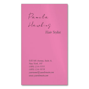 Cartão De Visitas Magnético Cabelo na moda profissional, rosa claro, feminino