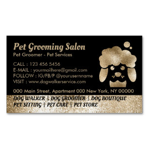 Cartão De Visitas Magnético Cachorro Almoço Salão Dourado spa