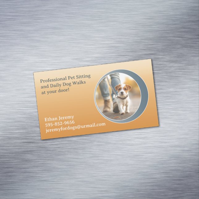 Cartão De Visitas Magnético Cachorro Caminhando Pet Sentado Embarque (Posição Original)