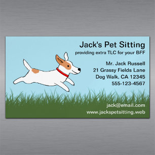 Cartão De Visitas Magnético Cachorro de desenho animado Jack Russell correndo