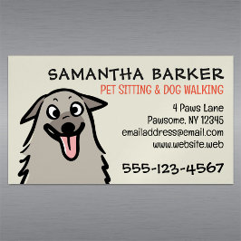 Cartão De Visitas Magnético Cachorro Walker Pet Sitter Engraçado Cachorro Fluf