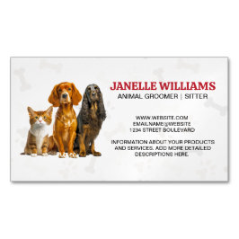 Cartão De Visitas Magnético Cães e Gatos Sentados | Pata e Ossos Padrão