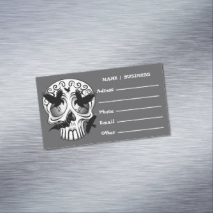 Cartão De Visitas Magnético Calaveras Decorativas do Halloween