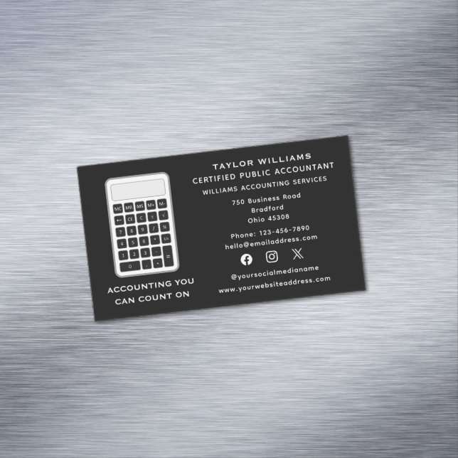 Cartão De Visitas Magnético Calculadora de Mídia Social Contador de Dinheiro A (Posição Original)