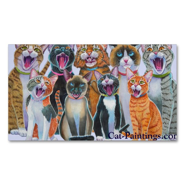 Cartão De Visitas Magnético Cantando Cats Magnets Cat-Paintings.com (Frente)
