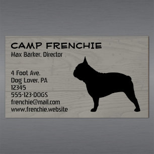 Cartão De Visitas Magnético Cão da silhueta Frenchie do buldogue francês
