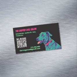 Cartão De Visitas Magnético 🎀 Cão-Groomer Tratamento de Cães QR